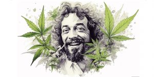 A depiction of the Jack Herer's Image and cannabis strain